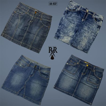 Y2K IT Girl Denim Midi Mix Skirts (AA-837)