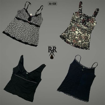 Y2K Black Gothic Girl Cami Tops (AA-838)