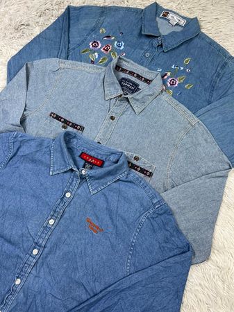 Denim button up shirts