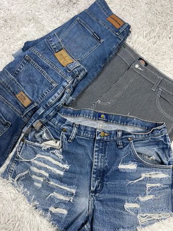 Mix branded denim mini shorts