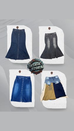 Y2K Flare Denim Maxi Skirts