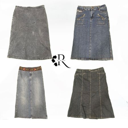 Y2K  Cuteness Vibes Girl Denim Maxi Skirt  Reew1980