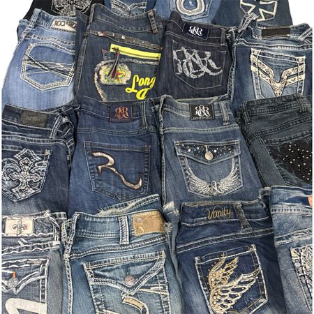 Women’s Y2K Embellished Miss Me Style Bootcut Flared Jeans (W-4)