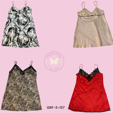 Y2K Satin Slip Dress Spaghetti Strap Printed Dress (GRF-5-157)