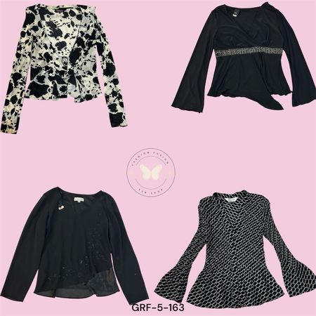 Y2K Style Printed Long Sleeve Black Top (GRF-5-163)