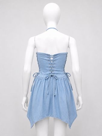CR1624 UPCYCLED HALTER MINI DRESS