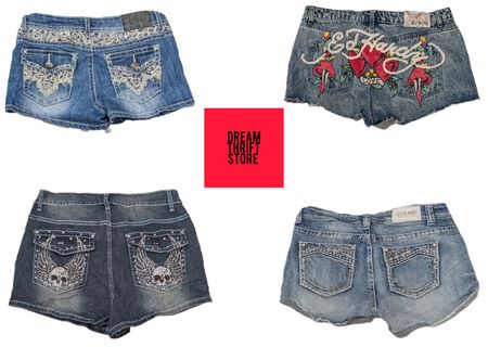DESIGNER Y2K INSPIRED SEXY SHORTS BRANDS INCLUDED EDY HARDY, SILVER, SOUNDGIRL