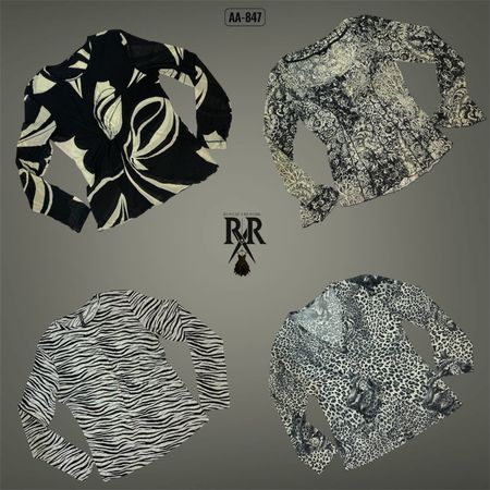 Y2K Iconic Black & White Mix Printed Full Sleeve Tops (AA-847)