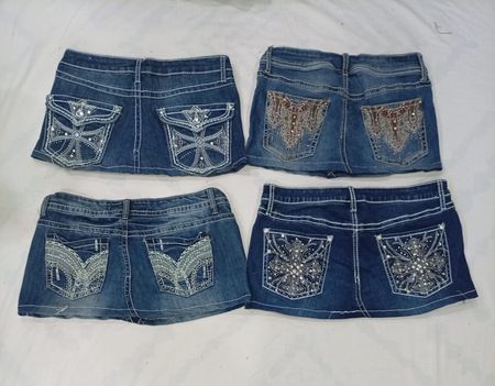 CR8476 UPCYCLED Y2K MINI DENIM SKIRTS