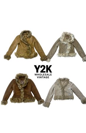 Y2K Vintage Faux Fur Suede Jackets Bundle – Women’s 2000s Winter Coats Wholesale (YWV2)