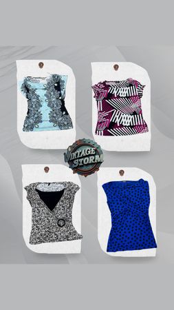 Y2K Patterned Poly Blouses