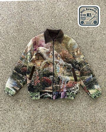 Upcycled Tapestry Collar Jacket