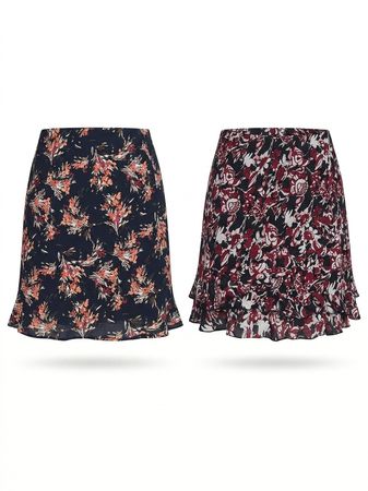 (FV-1466)     Vintage Floral Skirts Bundle | Y2K Women Midi Skirt Mix | Boho Cottagecore Fashion Wholesale Collection