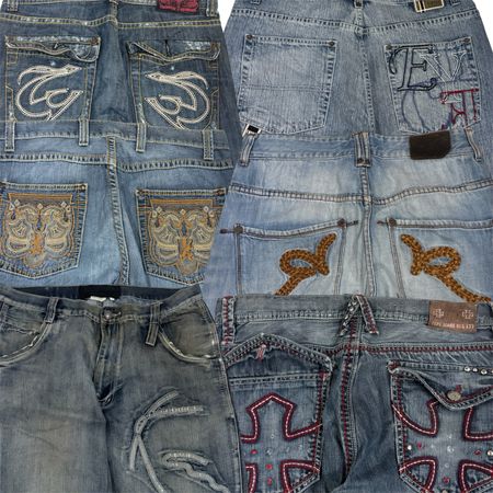 Y2K Hip Hop Baggy Jeans (W-4)