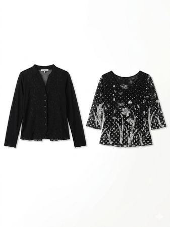 (FV-1462) Y2K Black Aesthetic Mesh Tops