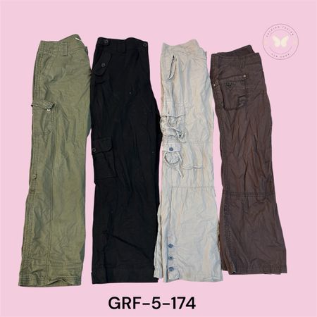 Pantalons cargo en coton pour femmes taille haute Y2K (GRF-5-174)