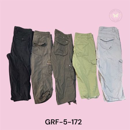 Damen Baumwolle Cargo Capri Hosen – Y2K Mode (GRF-5-172)