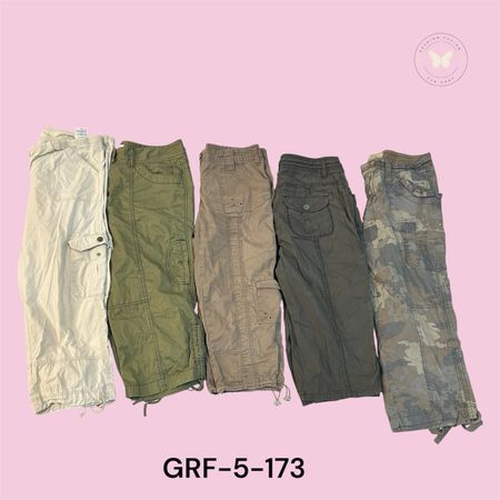 Y2K Streetwear Baumwoll Cargo Caprihosen für Frauen (GRF-5-173)