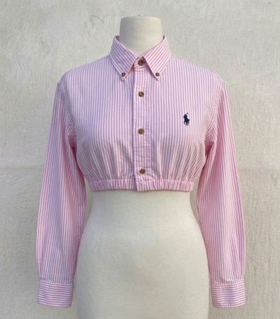 Upcycled Ralph Lauren Elastic Hem Crop Tops