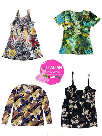 vintage print mix mesh tops