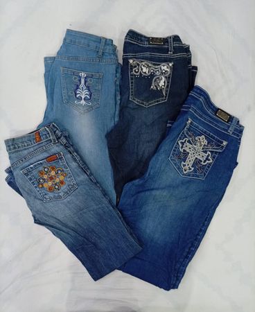 CR8546 Y2K FLARE & STRAIGHT JEANS