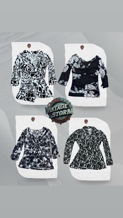 Y2K Monochrome Muse Poly Blouse