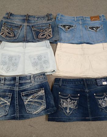 Jupes micro mini en denim embellies upcyclées Y2K pour femmes HD1470