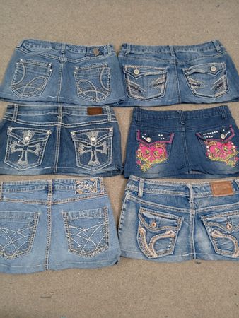 Jupes en denim micro mini embellies pour femmes HD1468 upcyclées Y2K
