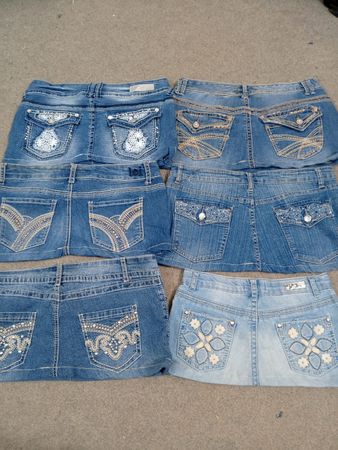 Jupes micro mini en denim embellies pour femmes HD1467 Y2K recyclées