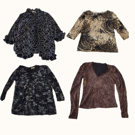 Y2K Grunge & Floral Embroidered Deep Earth Tone Top Bundle (ST 077)
