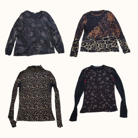 Y2K Grunge & Floral Embroidered Earthy Neutral Top Bundle (ST 079)