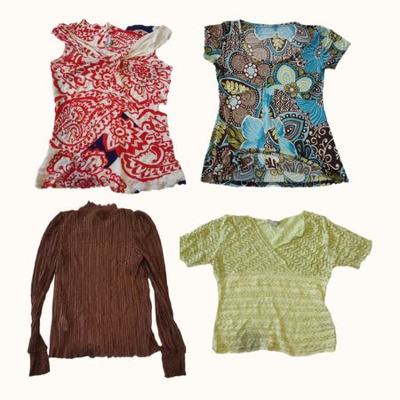 Y2K Grunge & Floral Lace Trim Charcoal Top Bundle (ST 080)