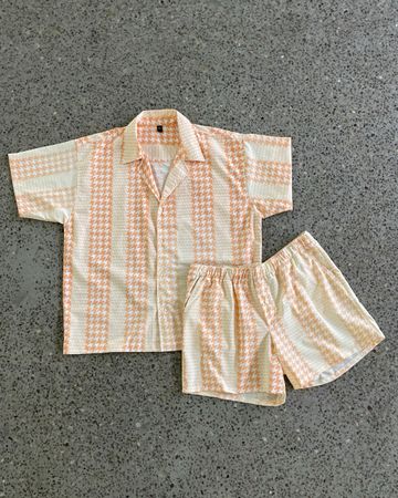 Upcycled Printed Lounge Shorts & Shirt Set