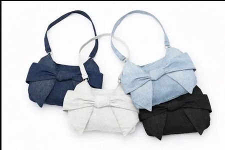 CR1647 UPCYCLED DENIM BOW SHOULDER BAG