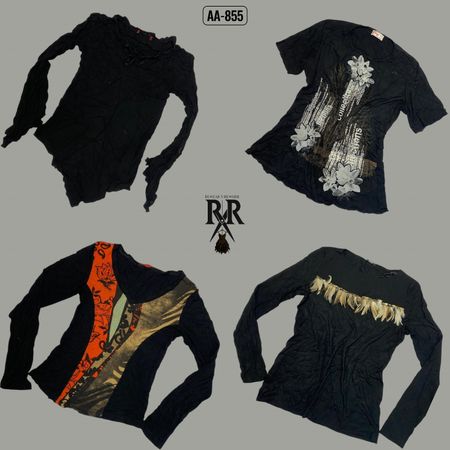 Y2K Black Rave Full Sleeve Tops (AA-855)