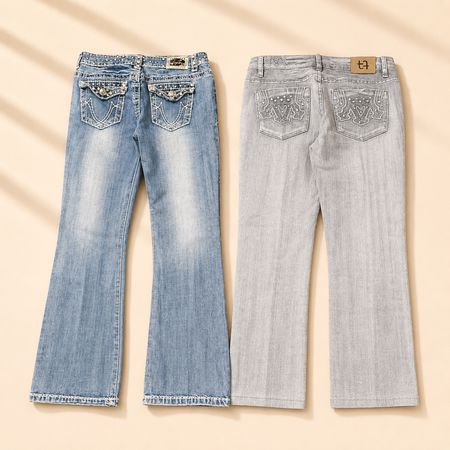 Y2K Embellished and Embroidered Women Bootcut Jeans