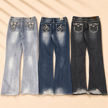 Y2K Embellished and Embroidered Bootcut Jeans