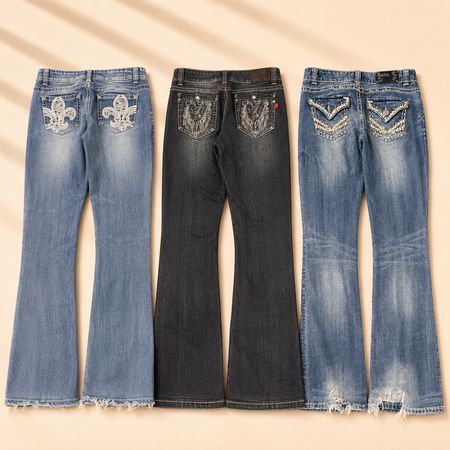 Y2K Embellished and Embroidered Bootcut Jeans