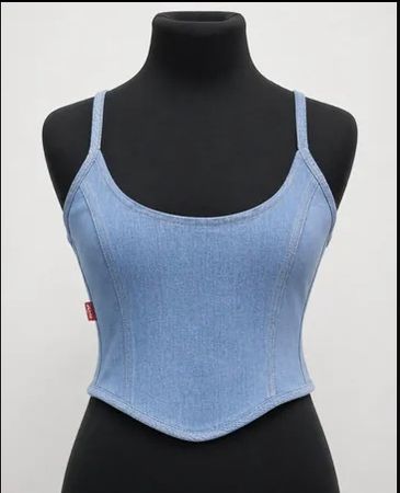 CR1649 UPCYCLED DENIM CORSET CAMI TOP