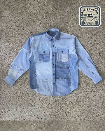Upcycled Patchwork Denim Shirt