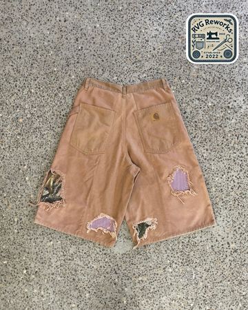 Upcycled Distressed Carhartt Shorts