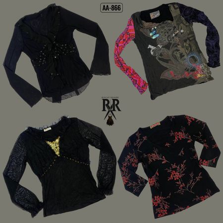 Y2K All Black Gothic Full Sleeve Tops (AA-866)