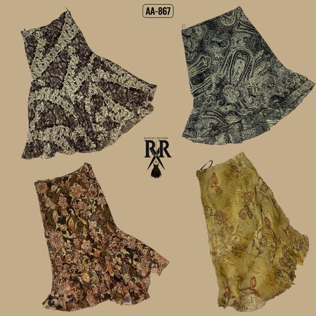 Y2K Boho Earthy Tone Mix Poly Skirts (AA-867)