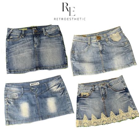 Y2k Paris Hilton Era Girl Denim Mini Skirts RE-3262