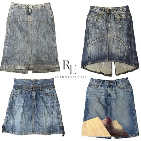 Y2k Paris Hilton Era Girl Denim Midi Skirts RE-3263