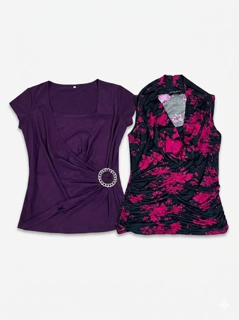 (FV-1441) Y2K Purple Retro Aesthetic Tops