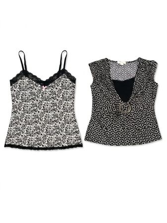 (FV-1476) Y2K Black & White Aesthetic Summer Tops