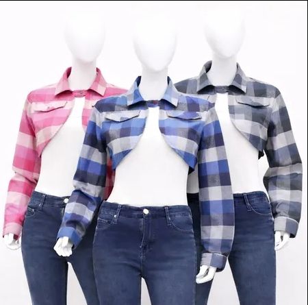 CR1656 UPCYCLED CROPPED FLANNEL JACKET
