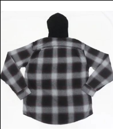 CR1662 UPCYCLED HOODED FLANNEL SHIRT JACKET