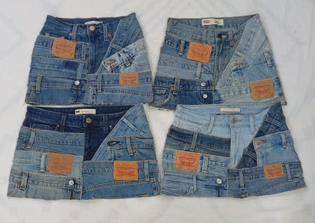 CR8622 UPCYCLED LEVI'S BELTED SKIRTS